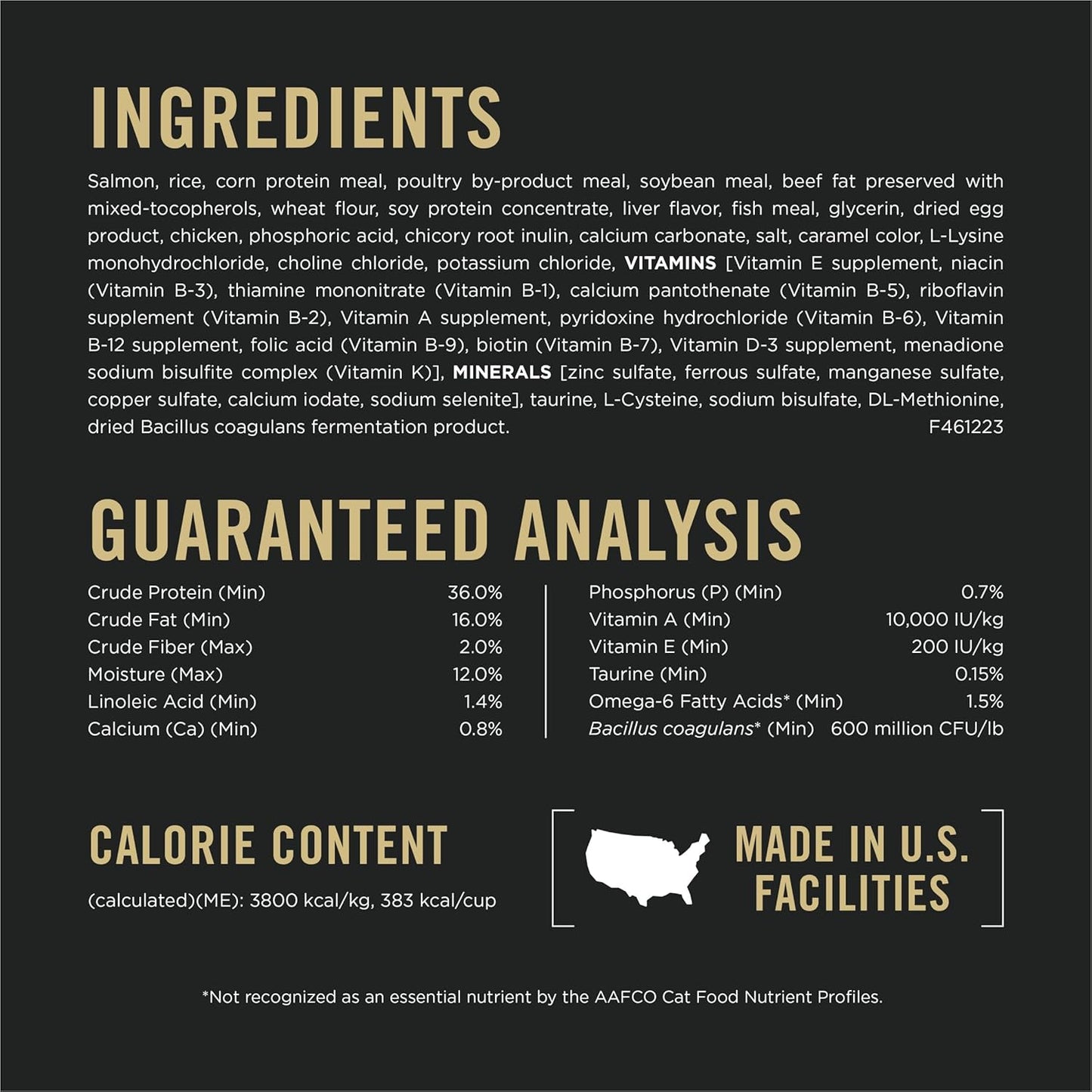 High Protein Cat Food with Probiotics for Cats, Salmon and Rice Formula - 16 Lb. Bag