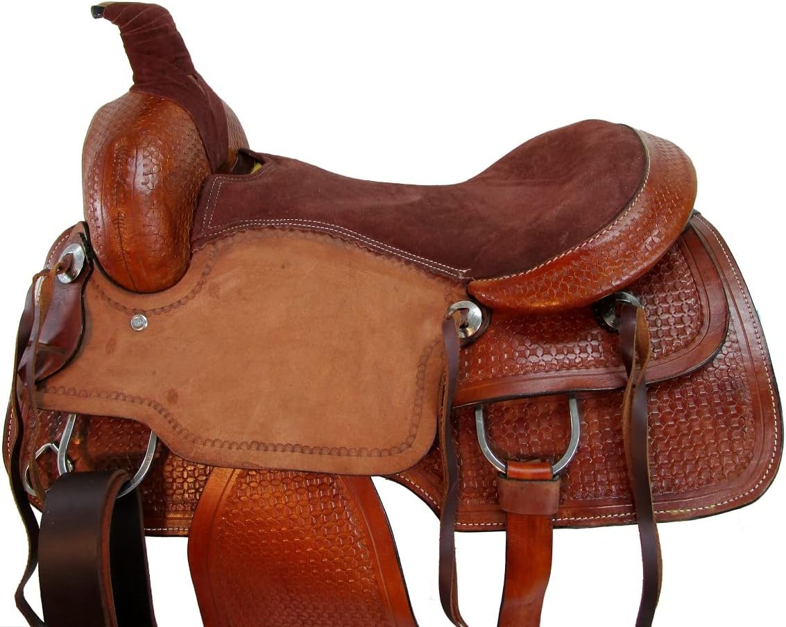 Western Trail Saddle Horse Pleasure Comfortable Ride Tooled Leather Rodeo Cowboy Saddles 15 16 17 18 FQHB