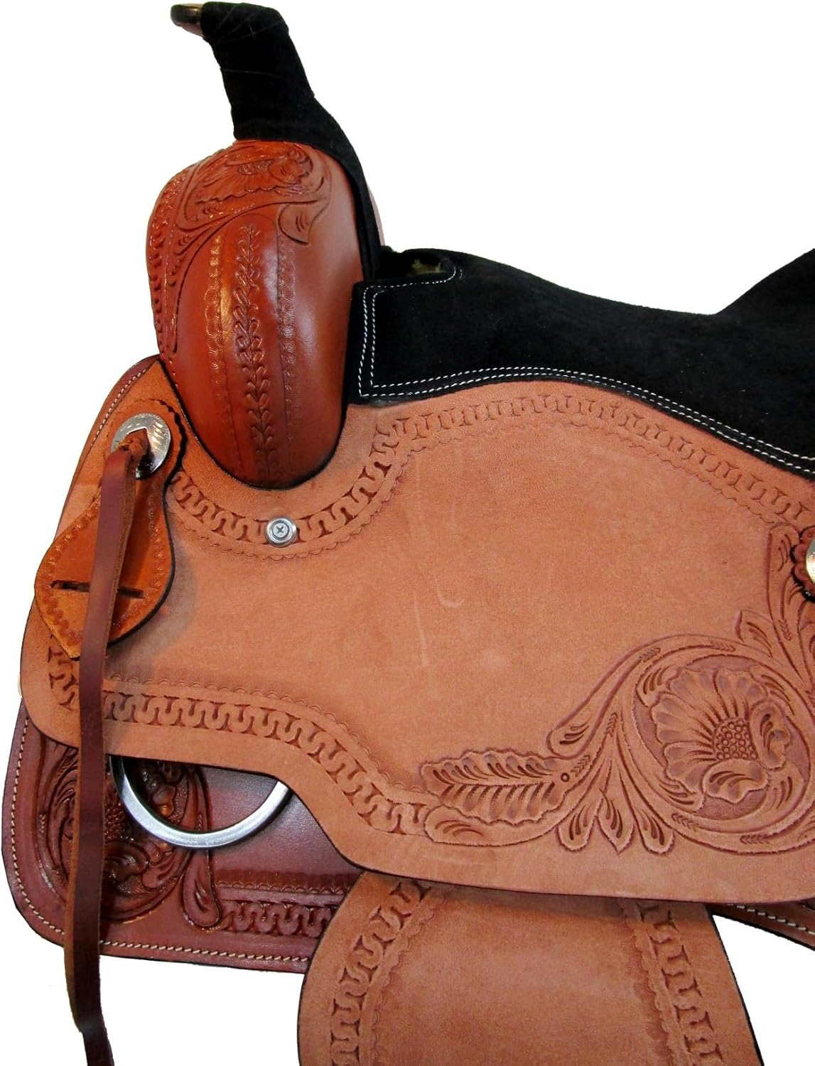 Western Trail Saddle Horse Pleasure Comfortable Ride Tooled Leather Rodeo Cowboy Saddles 15 16 17 18 FQHB