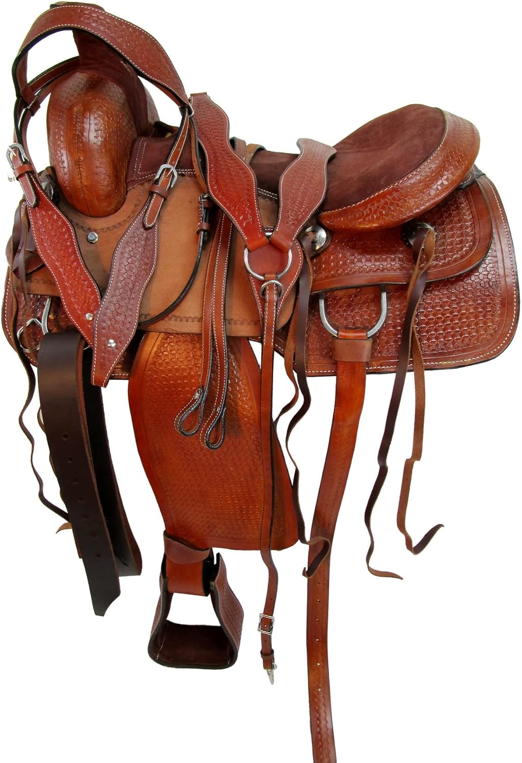 Western Trail Saddle Horse Pleasure Comfortable Ride Tooled Leather Rodeo Cowboy Saddles 15 16 17 18 FQHB