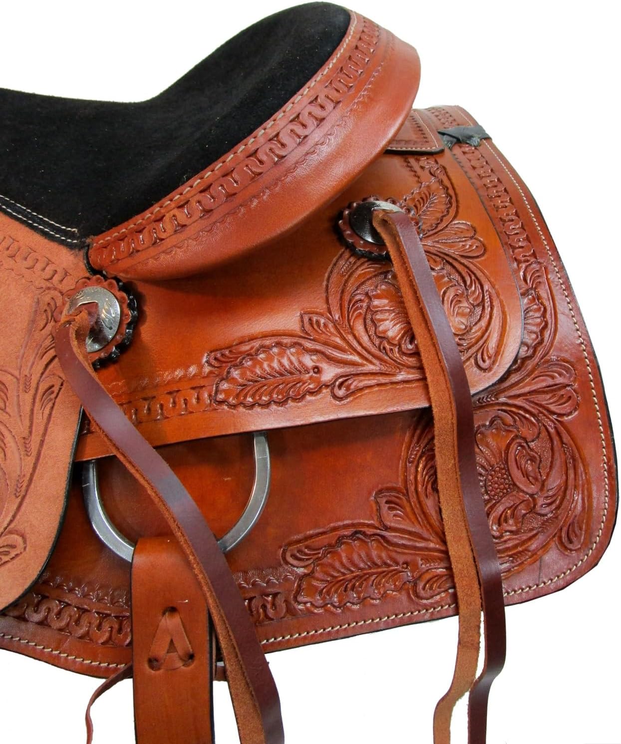 Western Trail Saddle Horse Pleasure Comfortable Ride Tooled Leather Rodeo Cowboy Saddles 15 16 17 18 FQHB