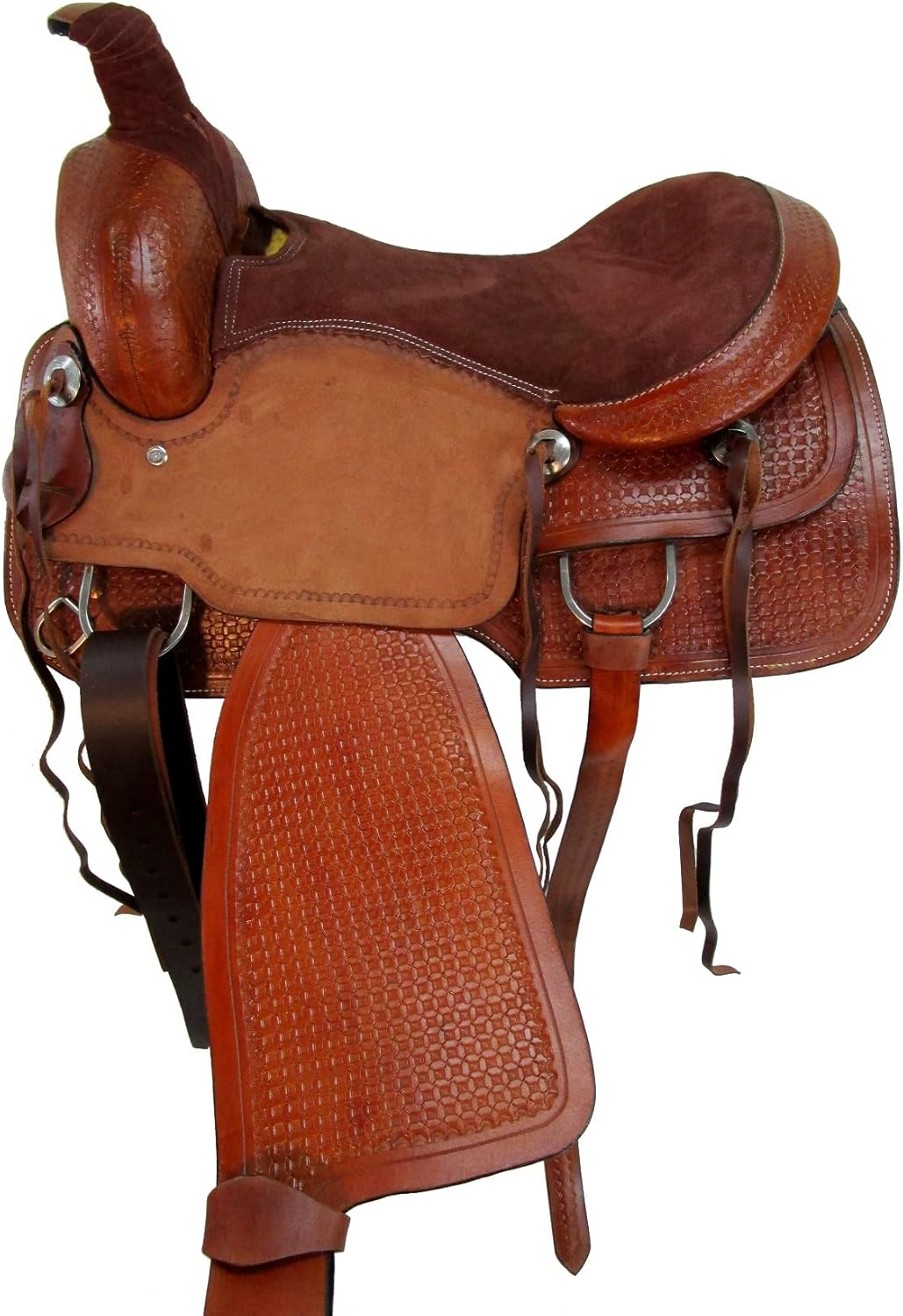 Western Trail Saddle Horse Pleasure Comfortable Ride Tooled Leather Rodeo Cowboy Saddles 15 16 17 18 FQHB