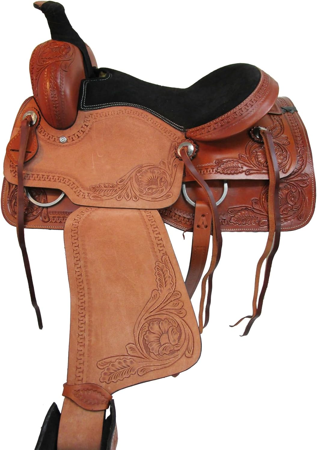 Western Trail Saddle Horse Pleasure Comfortable Ride Tooled Leather Rodeo Cowboy Saddles 15 16 17 18 FQHB