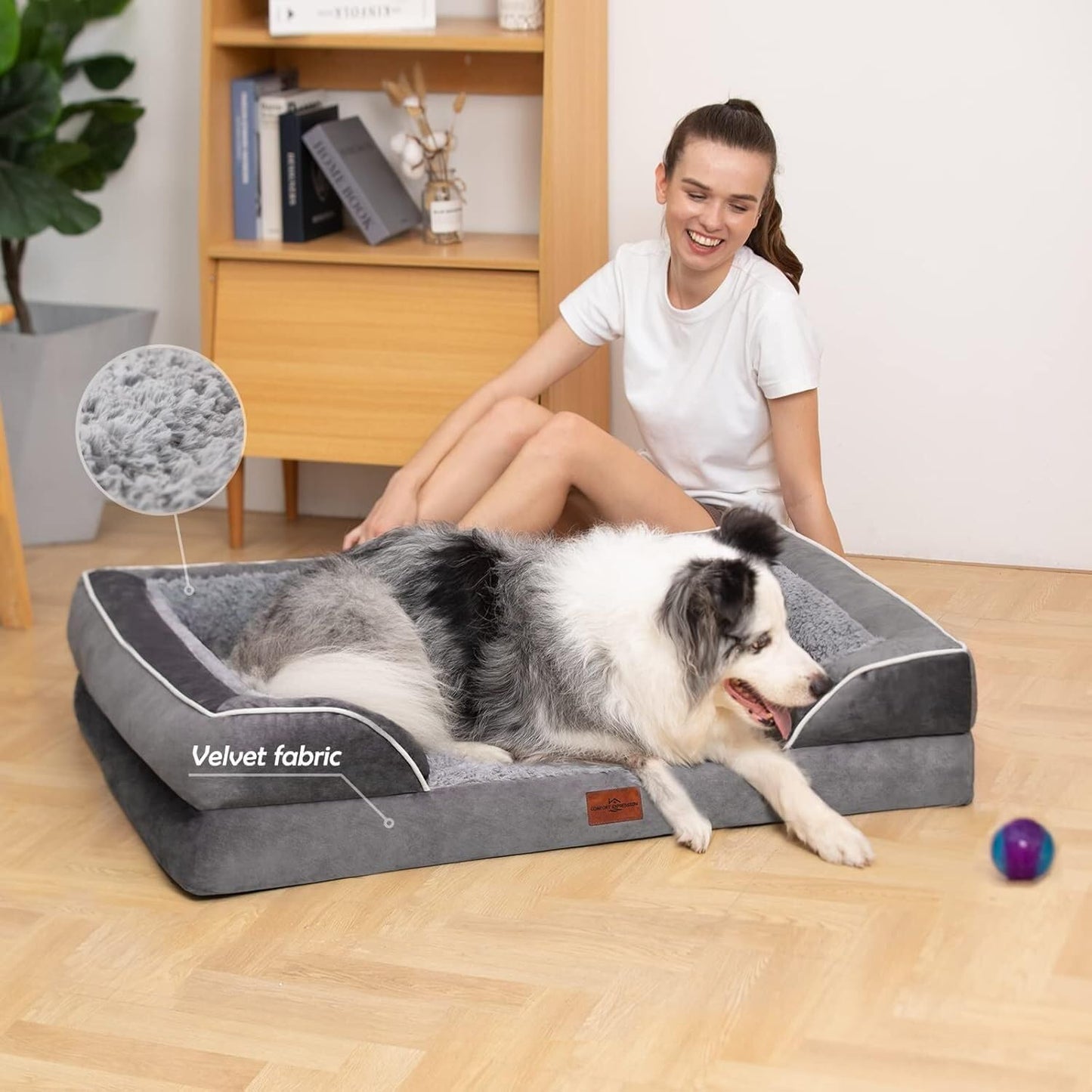 Waterproof Orthopedic Foam Dog Beds for Extra Large Dogs Durable Dog Sofa the Pet Bed Washable Removable Cover with Zipper and Non-Slip Bottom Bolster
