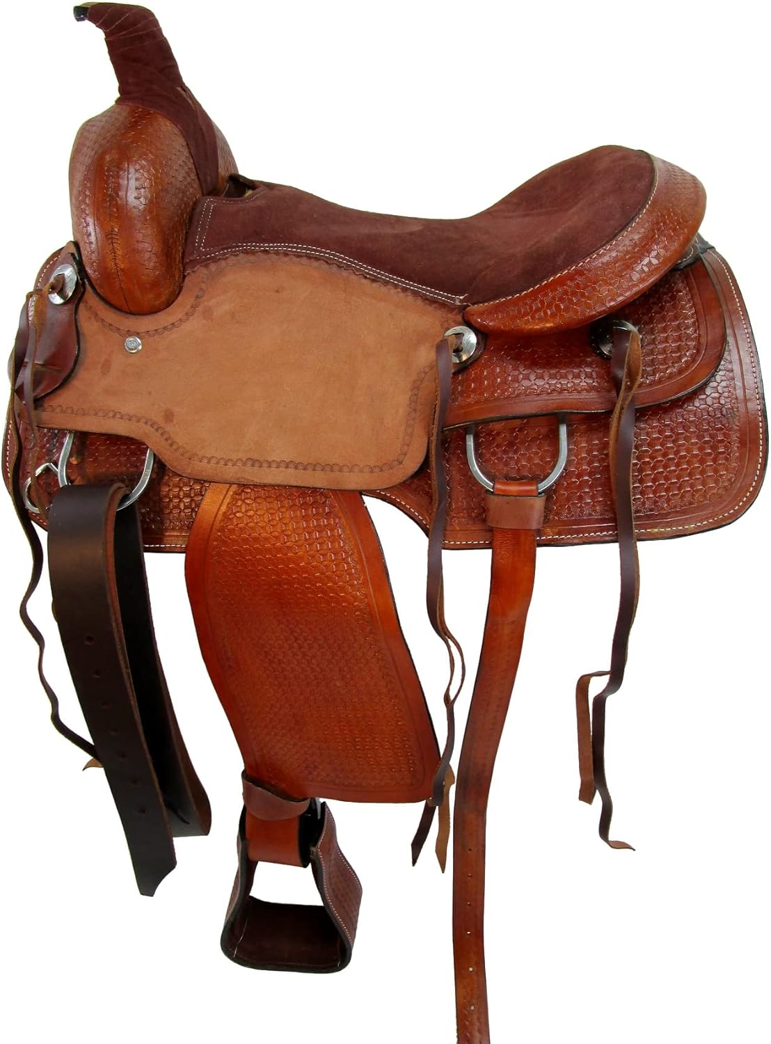 Western Trail Saddle Horse Pleasure Comfortable Ride Tooled Leather Rodeo Cowboy Saddles 15 16 17 18 FQHB
