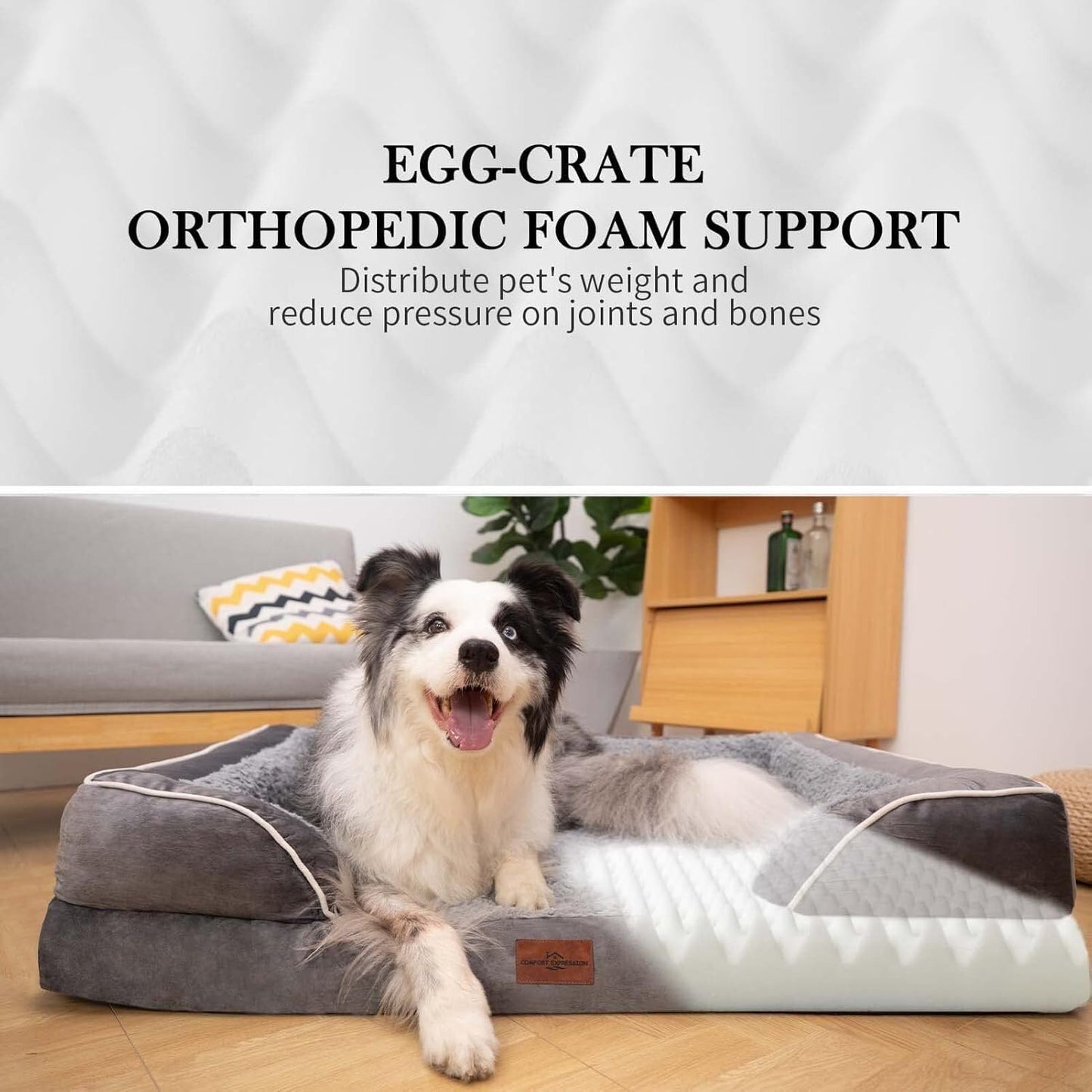 Waterproof Orthopedic Foam Dog Beds for Extra Large Dogs Durable Dog Sofa the Pet Bed Washable Removable Cover with Zipper and Non-Slip Bottom Bolster