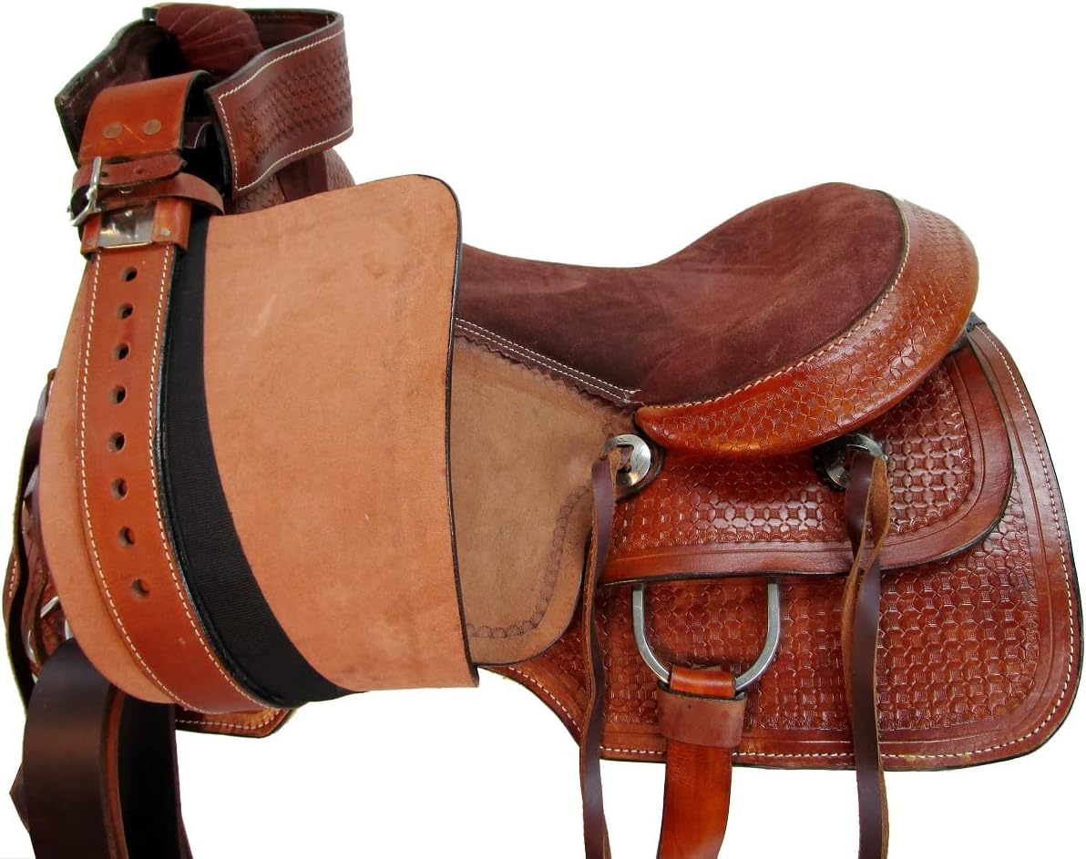 Western Trail Saddle Horse Pleasure Comfortable Ride Tooled Leather Rodeo Cowboy Saddles 15 16 17 18 FQHB