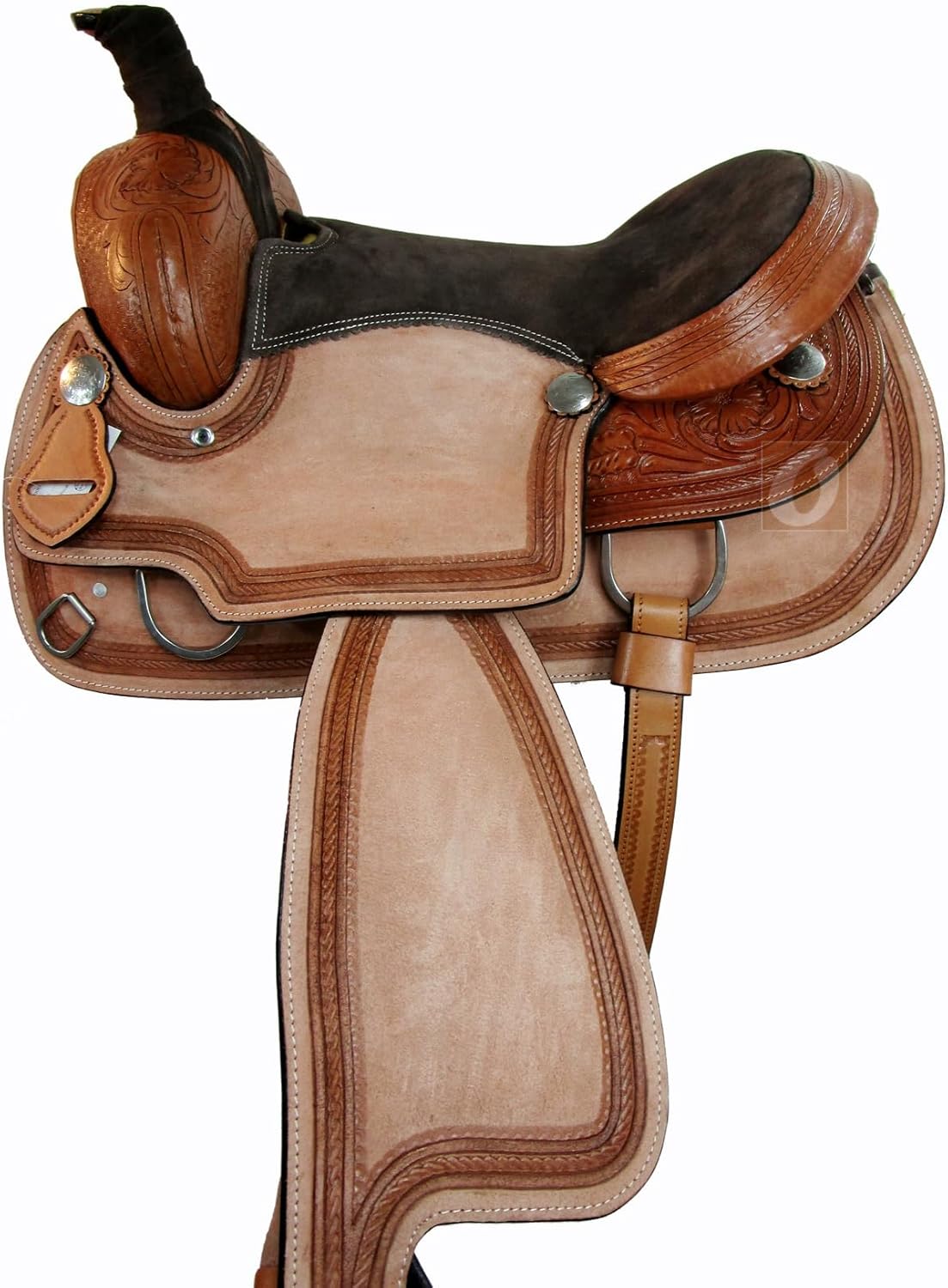 15 16 17 Deep Seat Western Saddle Floral Tooled Horse Trail Pleasure Package FQHB
