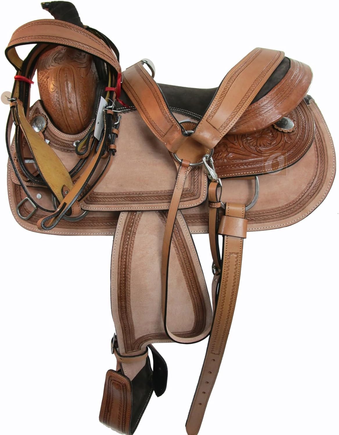 15 16 17 Deep Seat Western Saddle Floral Tooled Horse Trail Pleasure Package FQHB