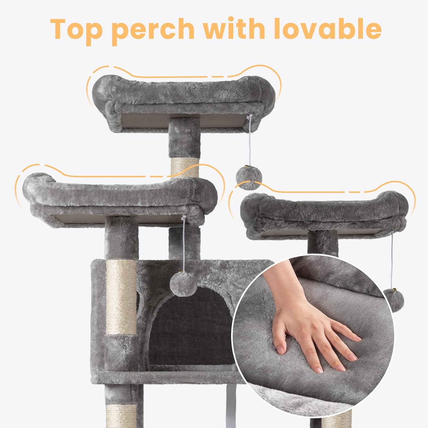 68 Inches Multi-Level Large Cat Tree for Large Kitties/Big Cat Tower with Condo/Cozy