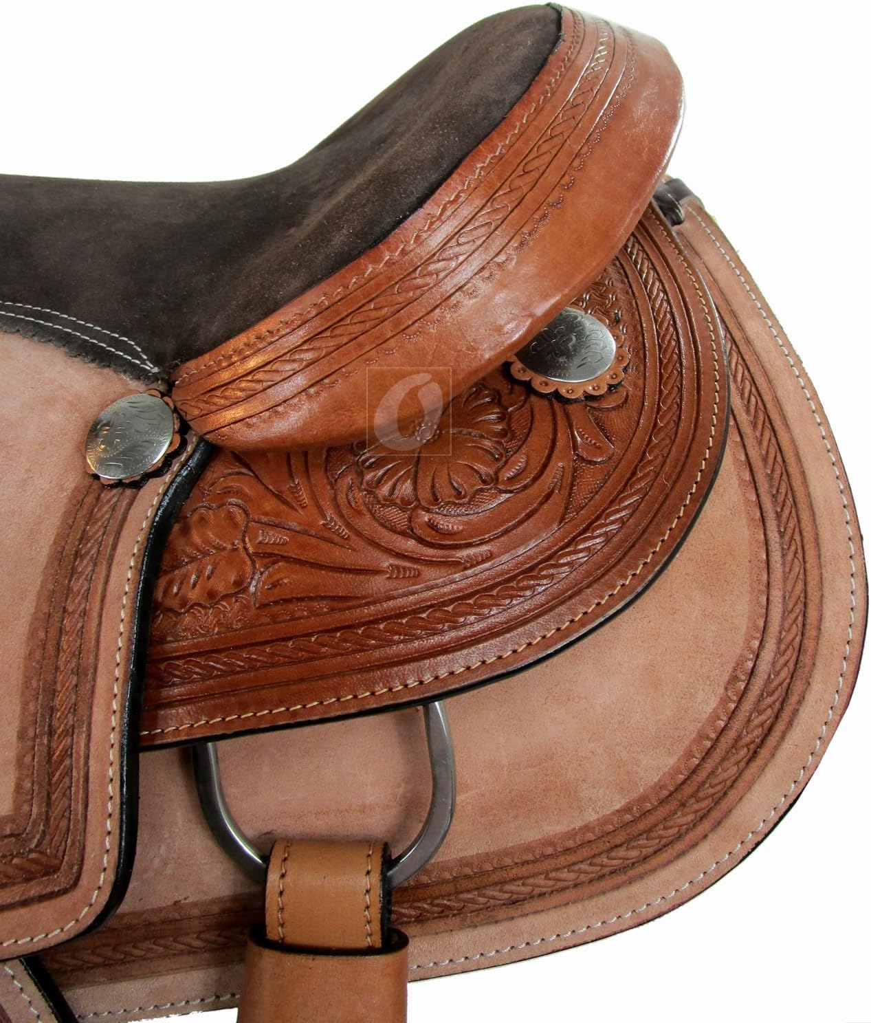 15 16 17 Deep Seat Western Saddle Floral Tooled Horse Trail Pleasure Package FQHB