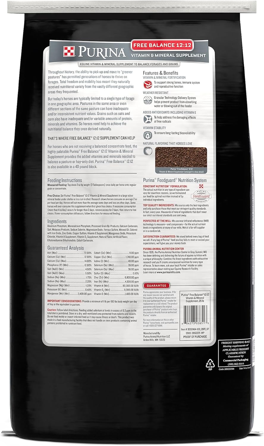 Purina Animal Nutrition Free Balance 12-12 Supplement 25Lb 25