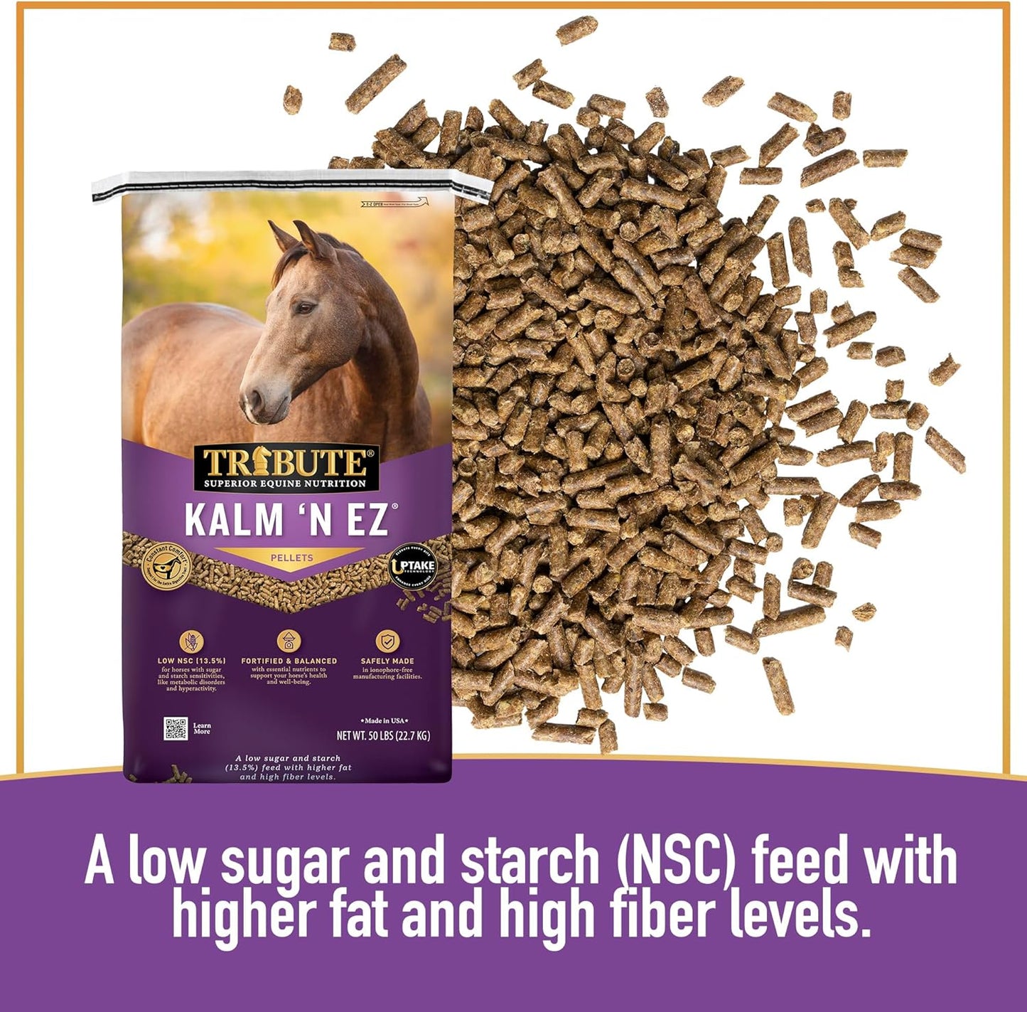 TRIBUTE Kalm 'N Ez Pellets for Horse, 50 Lb