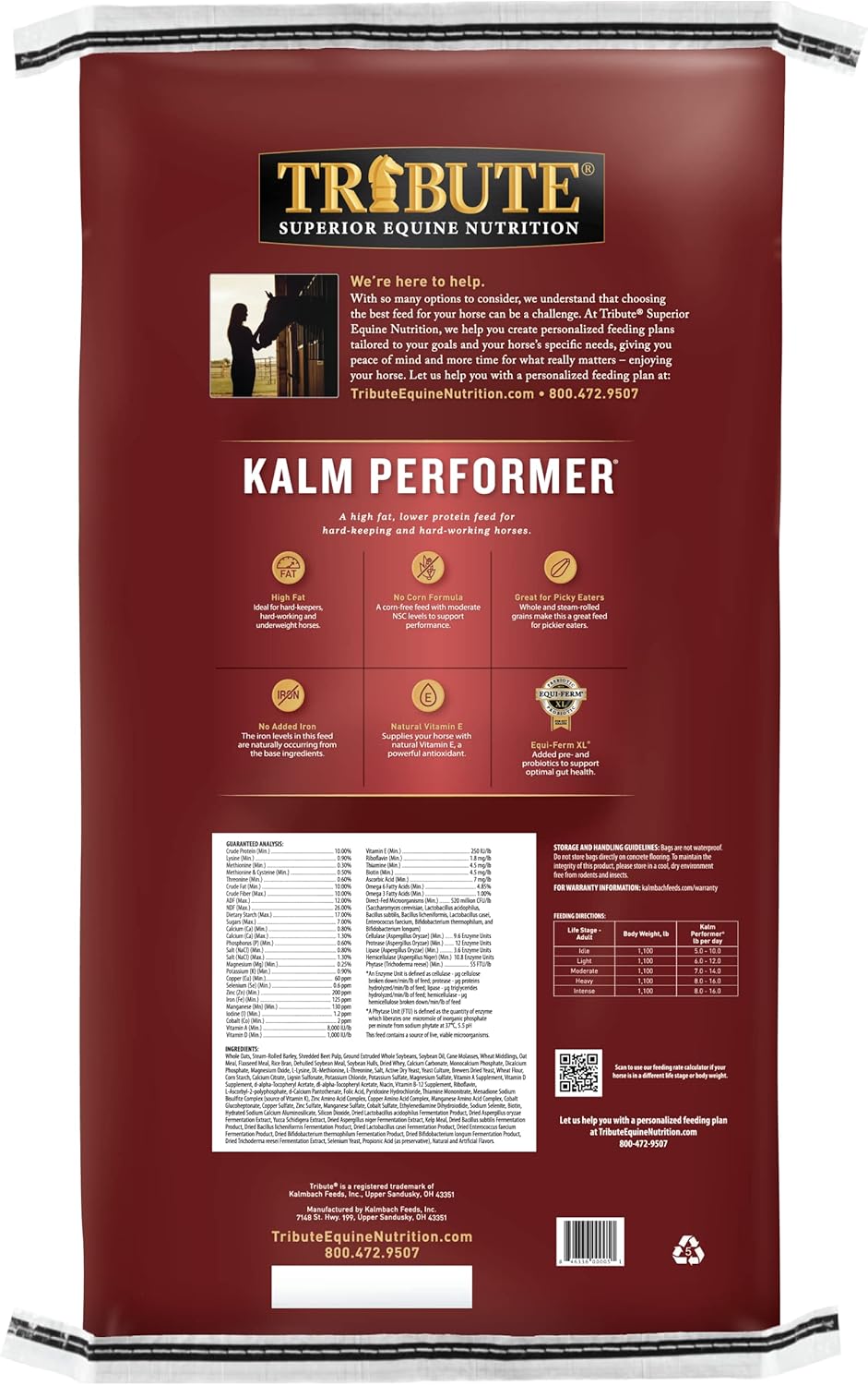 Tribute Kalm Performer for Horse, 50 Lb