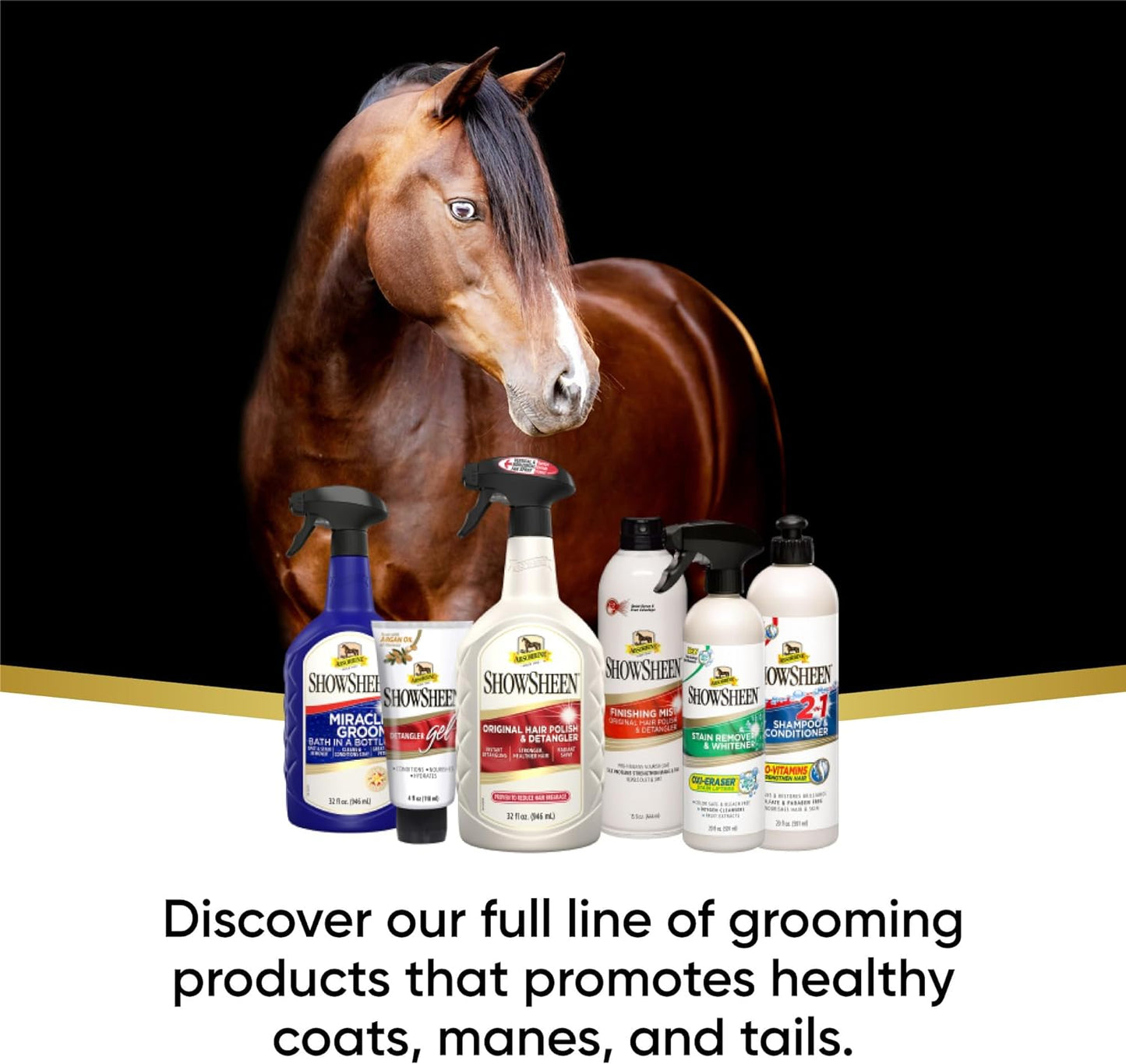 Showsheen Hair Polish & Detangler 32Oz Spray Bottle, Horse and Dog Coat, Mane and Tail, Instant Detangling & Reduces Hair Breakage for Healthy Grooming & Radiant Shine