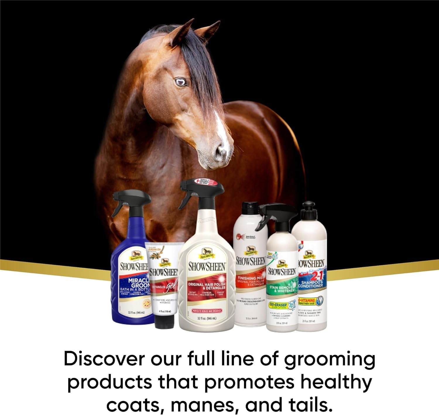 Showsheen Hair Polish & Detangler 32Oz Spray Bottle, Horse and Dog Coat, Mane and Tail, Instant Detangling & Reduces Hair Breakage for Healthy Grooming & Radiant Shine