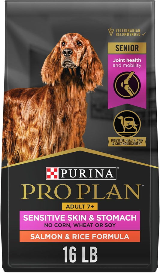 Sensitive Skin and Stomach Dry Dog Food Senior Adult 7 plus Salmon and Rice Formula - 16 Lb. Bag