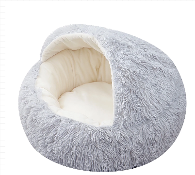 Calming Dog Beds & Cat Cave Bed with Hooded Cover,Removable Washable round Beds for Small Medium Pets,Anti-Slip Faux Fur Fluffy Coved Bed for Improved Sleep,Fits up to 11 Lbs