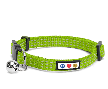 Reflective Cat Collar with Safety Buckle and Removable Bell Cat Collar Kitten Collar Green Cat Collar
