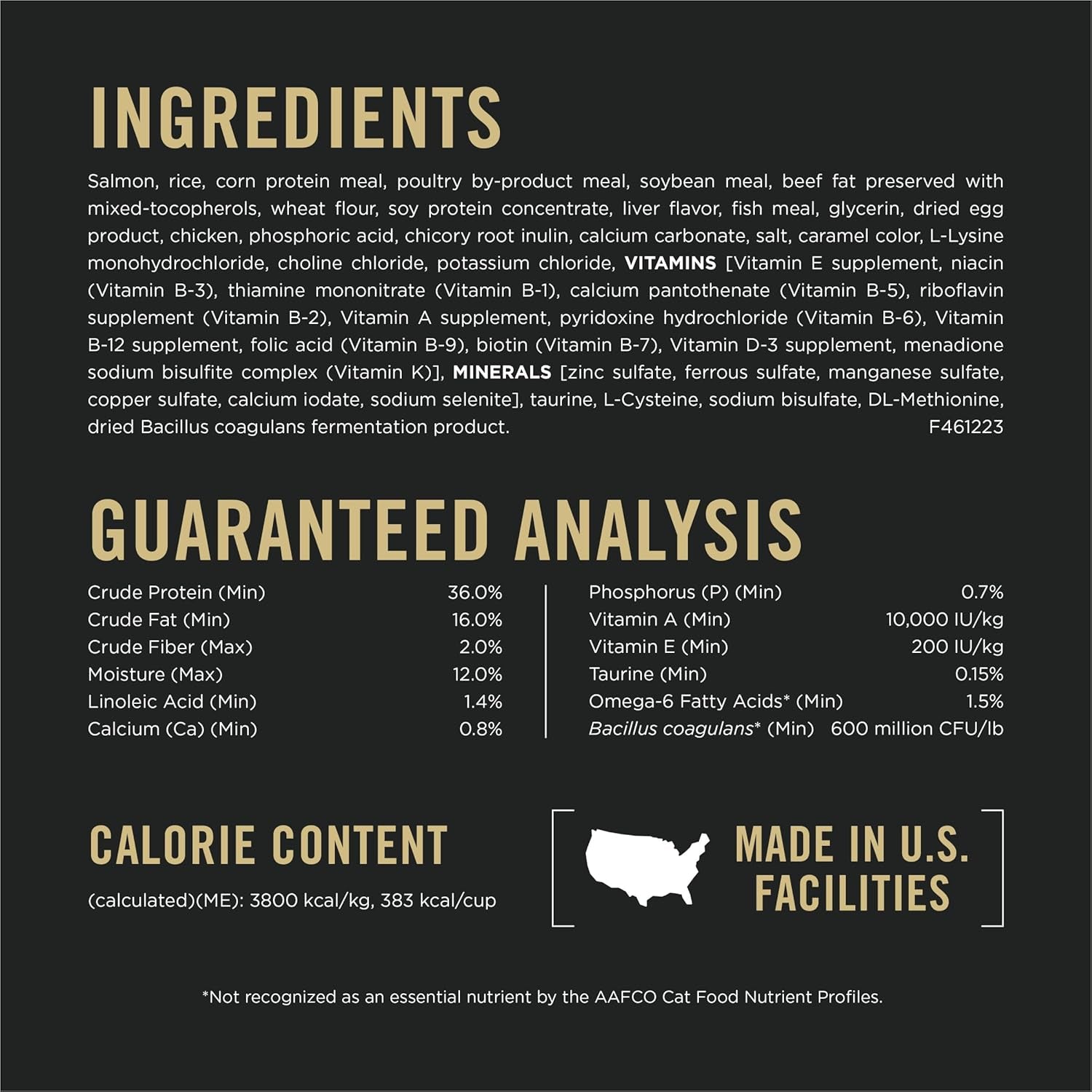 High Protein Cat Food with Probiotics for Cats, Salmon and Rice Formula - 16 Lb. Bag