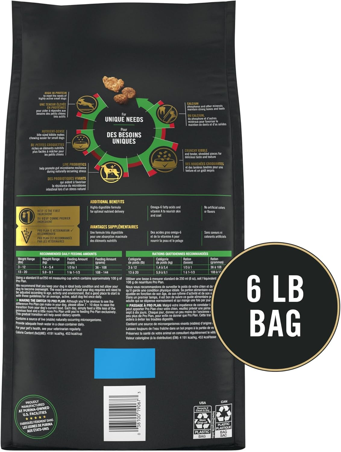 Small Breed Dry Dog Food, Shredded Blend Beef and Rice Formula with Guaranteed Live Probiotics - 6 Lb. Bag