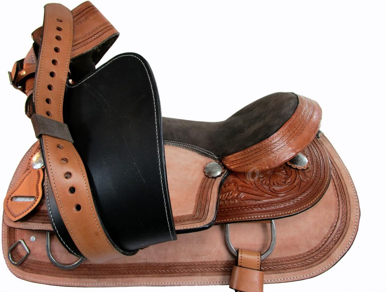 15 16 17 Deep Seat Western Saddle Floral Tooled Horse Trail Pleasure Package FQHB