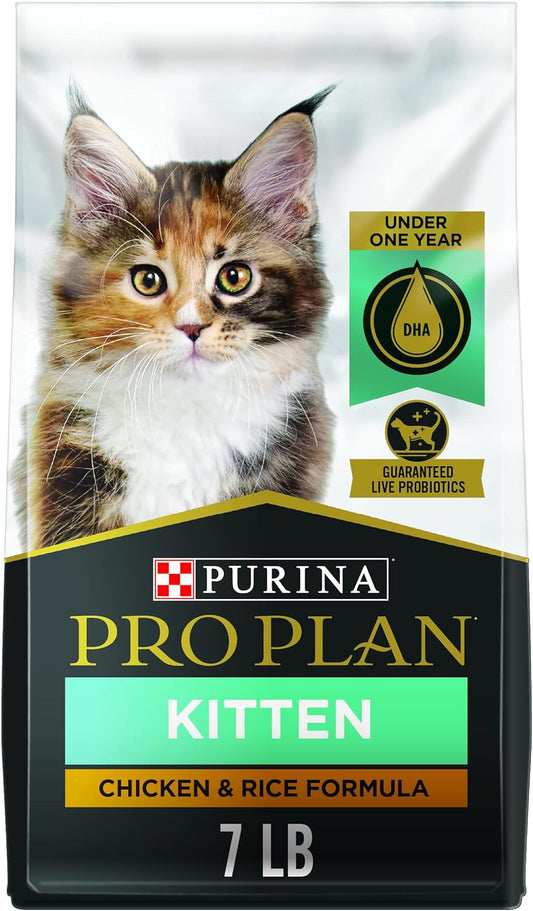 with Probiotics, High Protein Dry Kitten Food, Chicken & Rice Formula - 7 Lb. Bag
