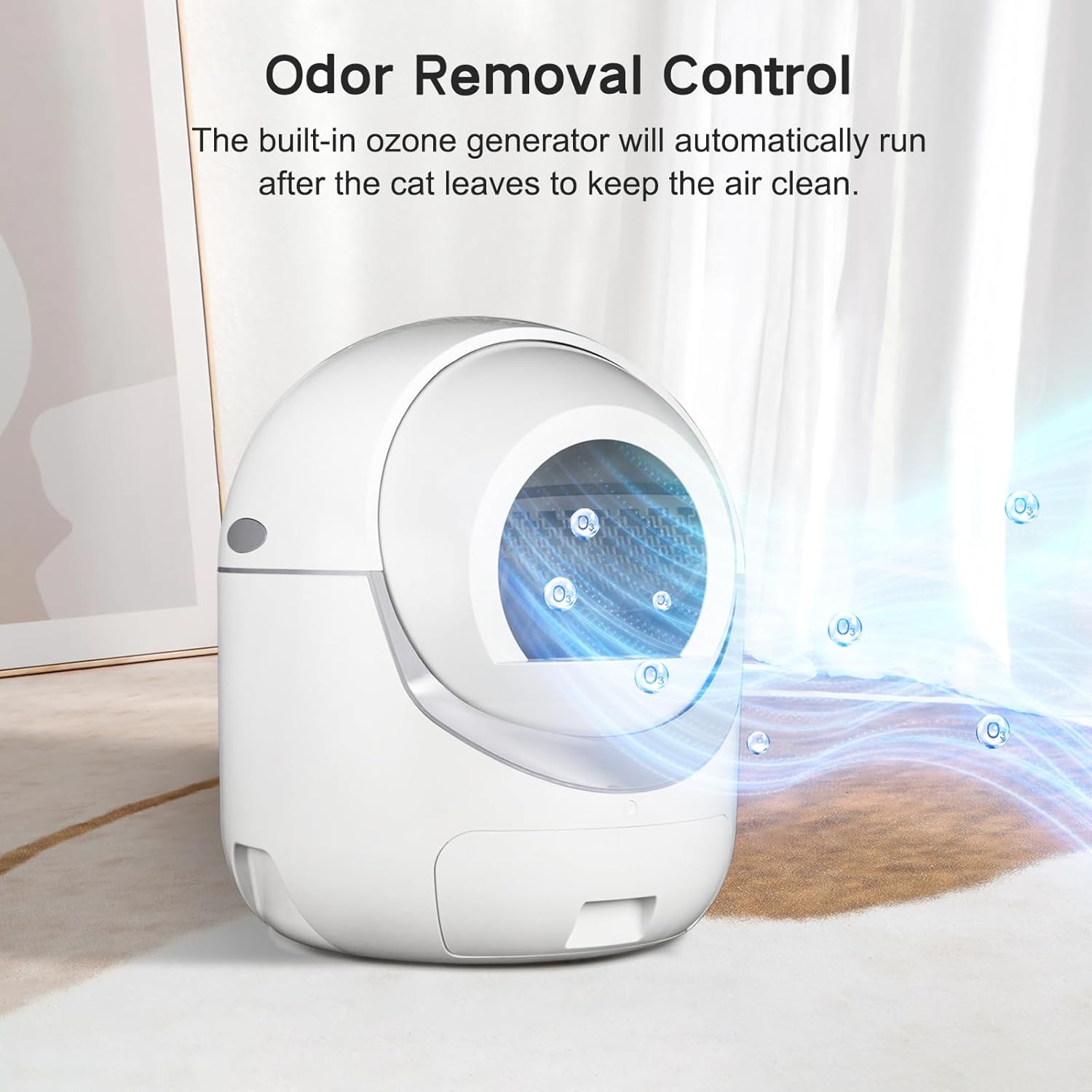 Self Cleaning Cat Litter Box, Automatic Cat Litter Box with APP Control Odor Removal Safety Protection for Multiple Cats, with Garbage Bags