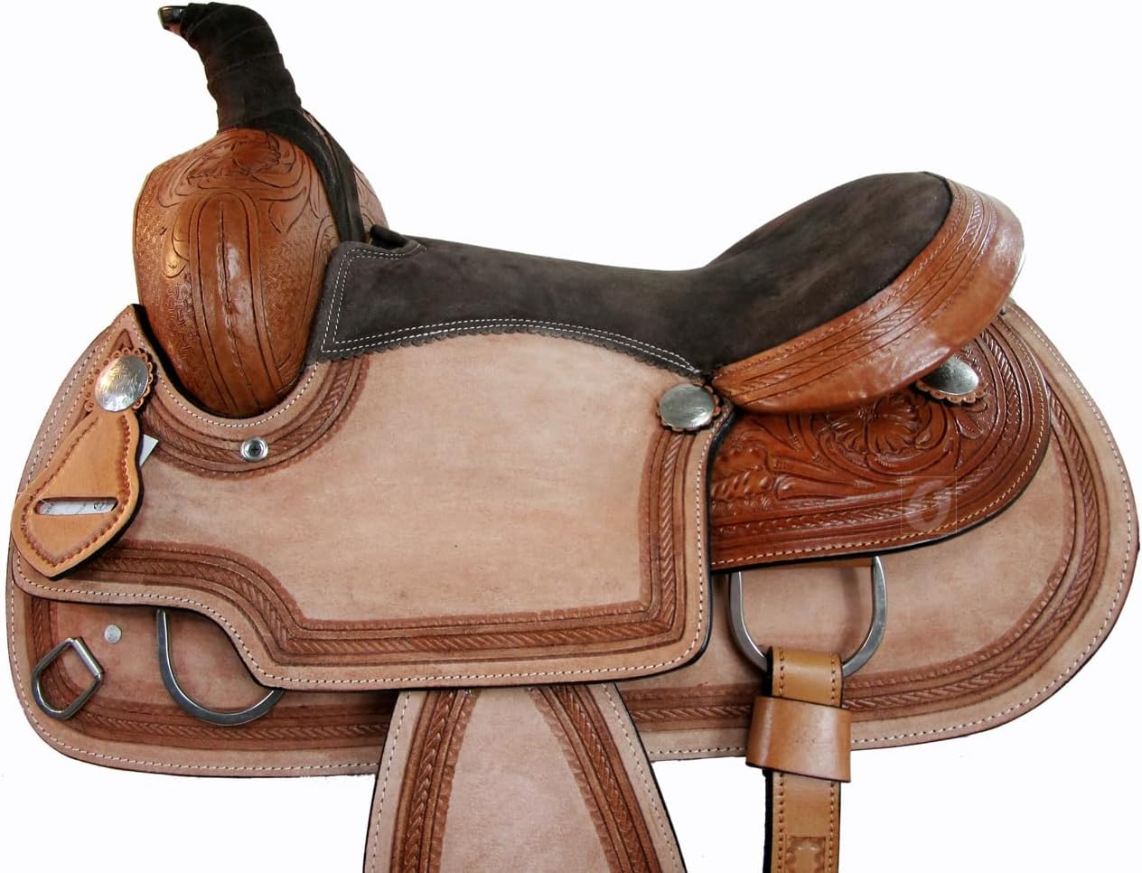 15 16 17 Deep Seat Western Saddle Floral Tooled Horse Trail Pleasure Package FQHB