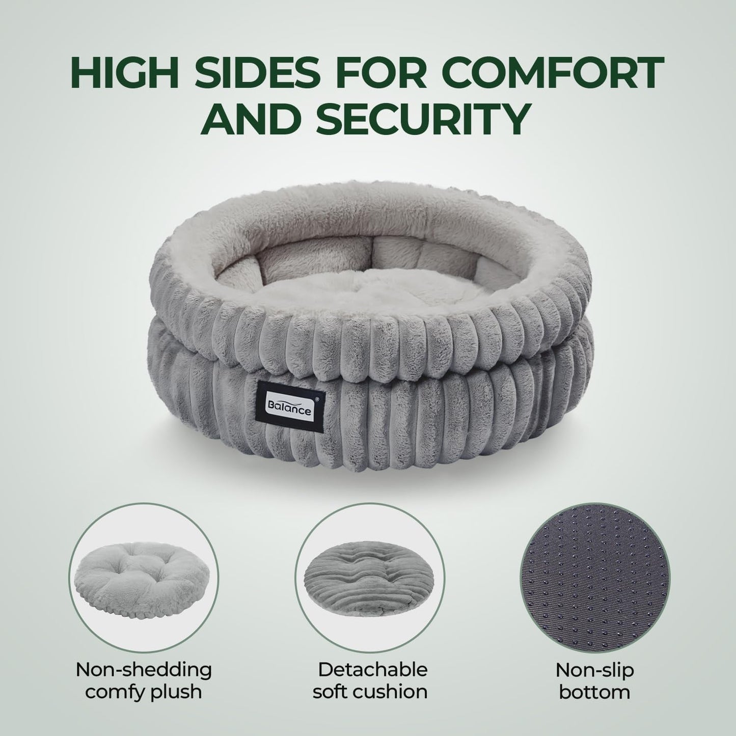 Cat Bed, Washable round Cat Beds for Indoor Cats, Super Soft Plush Faux Fur with Anti-Slip Bottom
