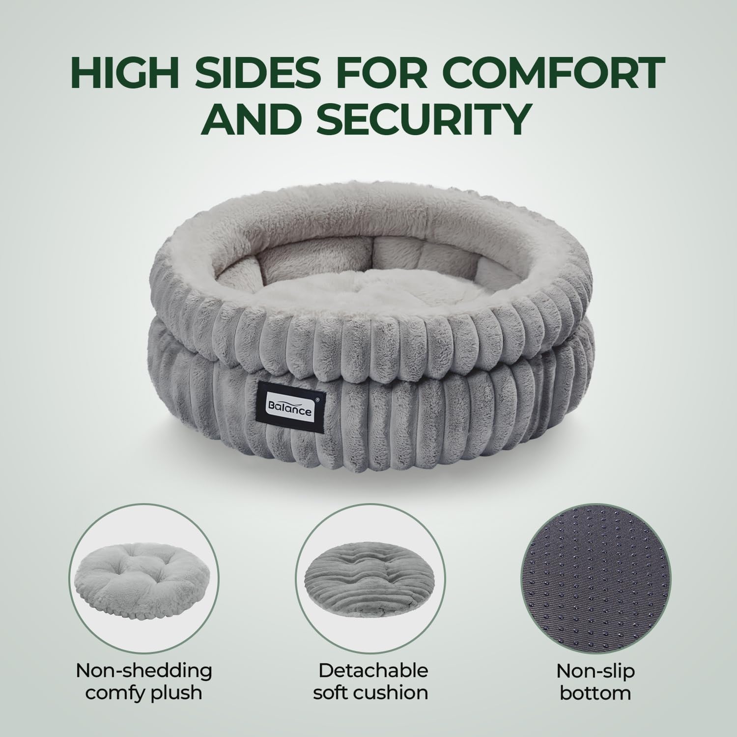 Cat Bed, Washable round Cat Beds for Indoor Cats, Super Soft Plush Faux Fur with Anti-Slip Bottom