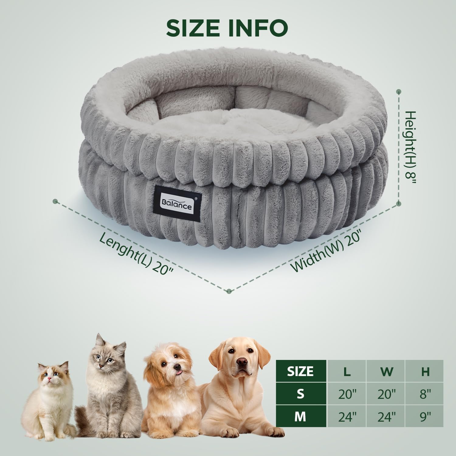 Cat Bed, Washable round Cat Beds for Indoor Cats, Super Soft Plush Faux Fur with Anti-Slip Bottom
