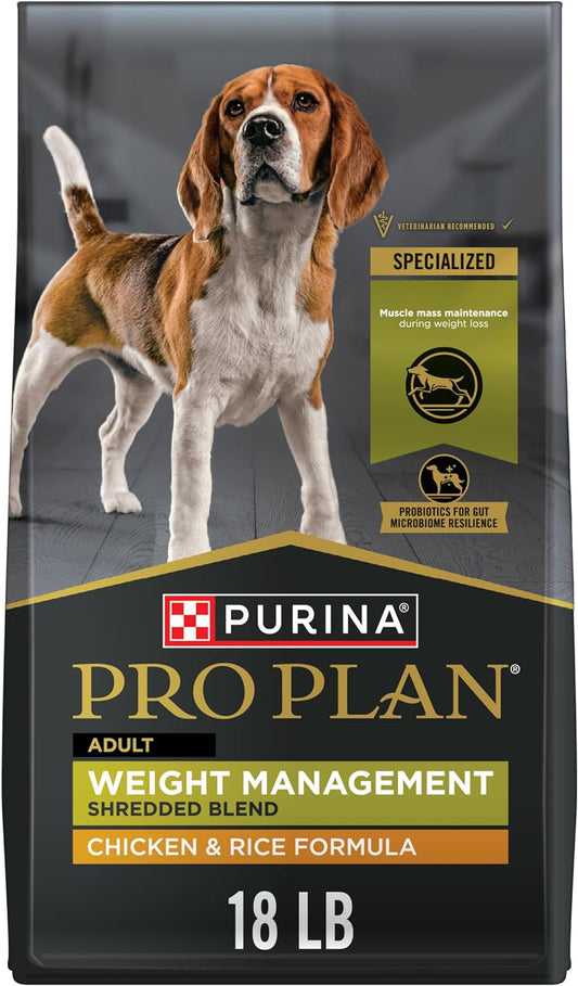 Weight Management Dry Dog Food, Shredded Blend Chicken and Rice Formula - 18 Lb. Bag