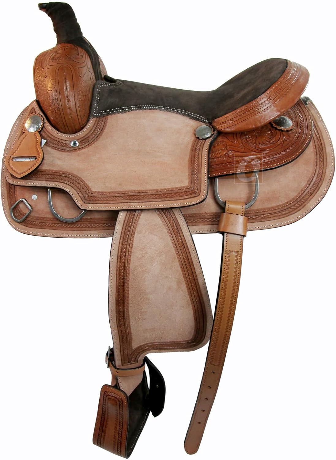 15 16 17 Deep Seat Western Saddle Floral Tooled Horse Trail Pleasure Package FQHB