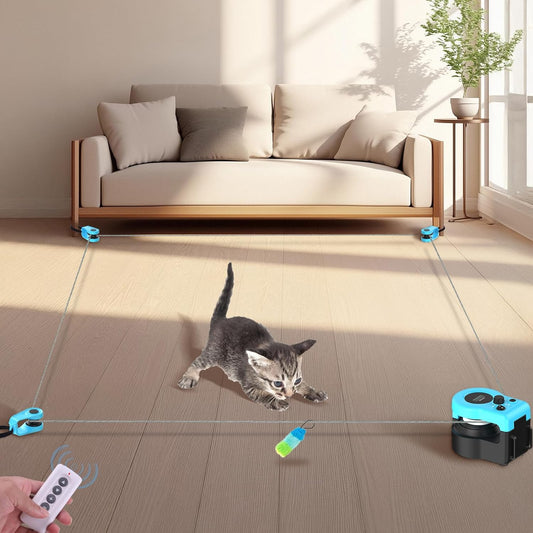  Automatic Cat Treadmill with Remote Control, 3 Speeds, Quiet Motor & Durable Design | Indoor Chase Hunting Feather Toys for Fitness, Playtime & Energy Release (Blue)