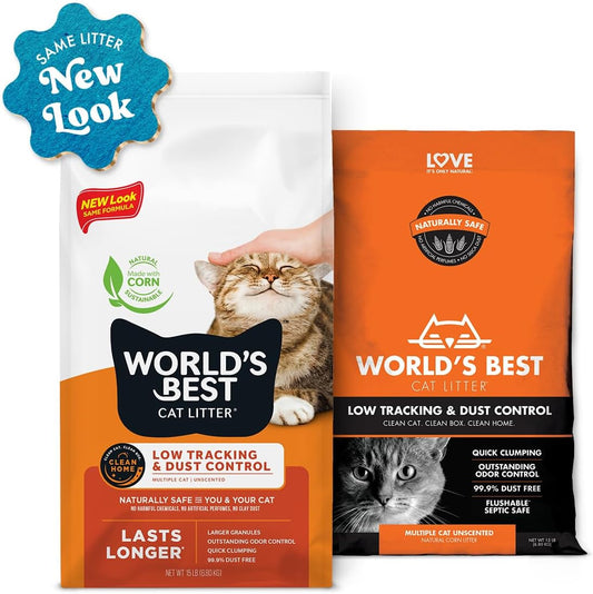 Low Tracking & Dust Control Multiple Cat Unscented 32-Pounds - Natural Ingredients, Quick Clumping, Flushable & Made in USA - Long-Lasting Odor Control & Easy Scooping