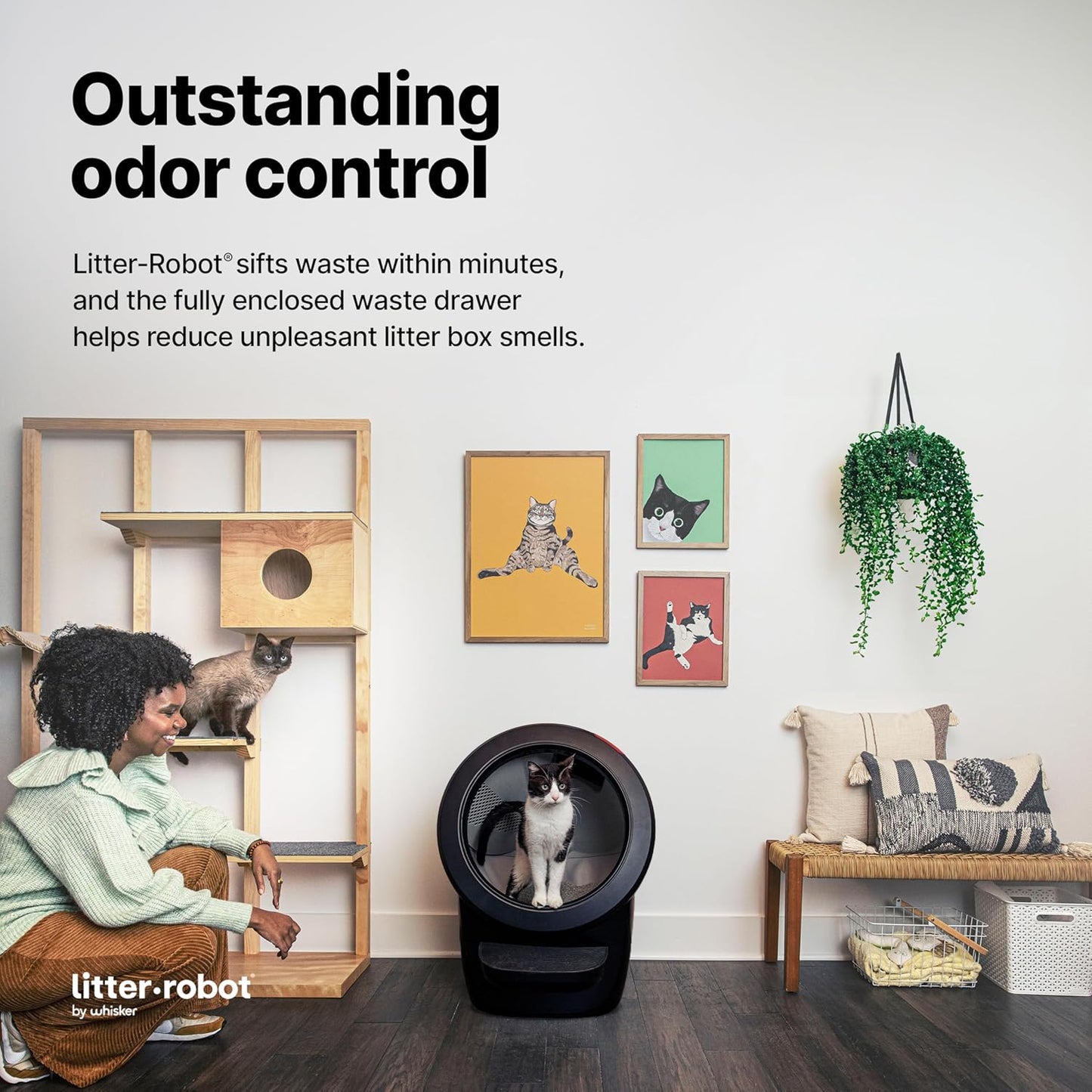 Litter-Robot 4 Core Bundle by , Black - Automatic, Self-Cleaning Cat Litter Box, Includes Litter-Robot 4, 6 Odortrap Refills, 25 Liners, 30 Cleaner Wipes, Mat & Fence