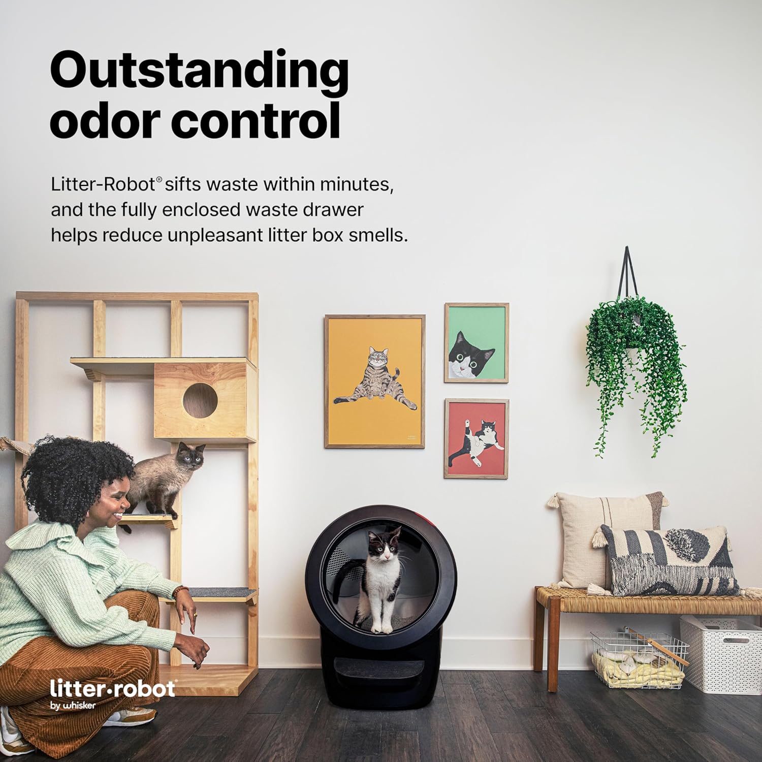 Litter-Robot 4 Core Bundle by , Black - Automatic, Self-Cleaning Cat Litter Box, Includes Litter-Robot 4, 6 Odortrap Refills, 25 Liners, 30 Cleaner Wipes, Mat & Fence