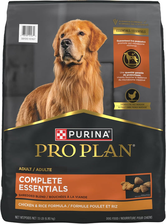 Complete Essentials Shredded Blend Chicken and Rice Dog Food Dry Formula with Probiotics for Dogs - 15 Lb.