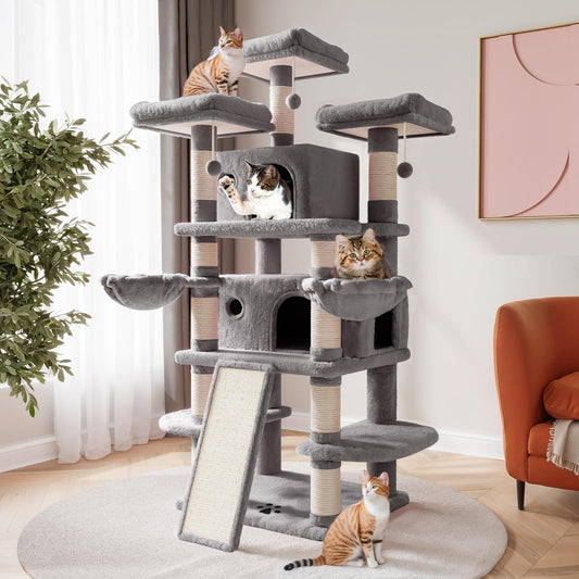 68 Inches Multi-Level Large Cat Tree for Large Kitties/Big Cat Tower with Condo/Cozy 