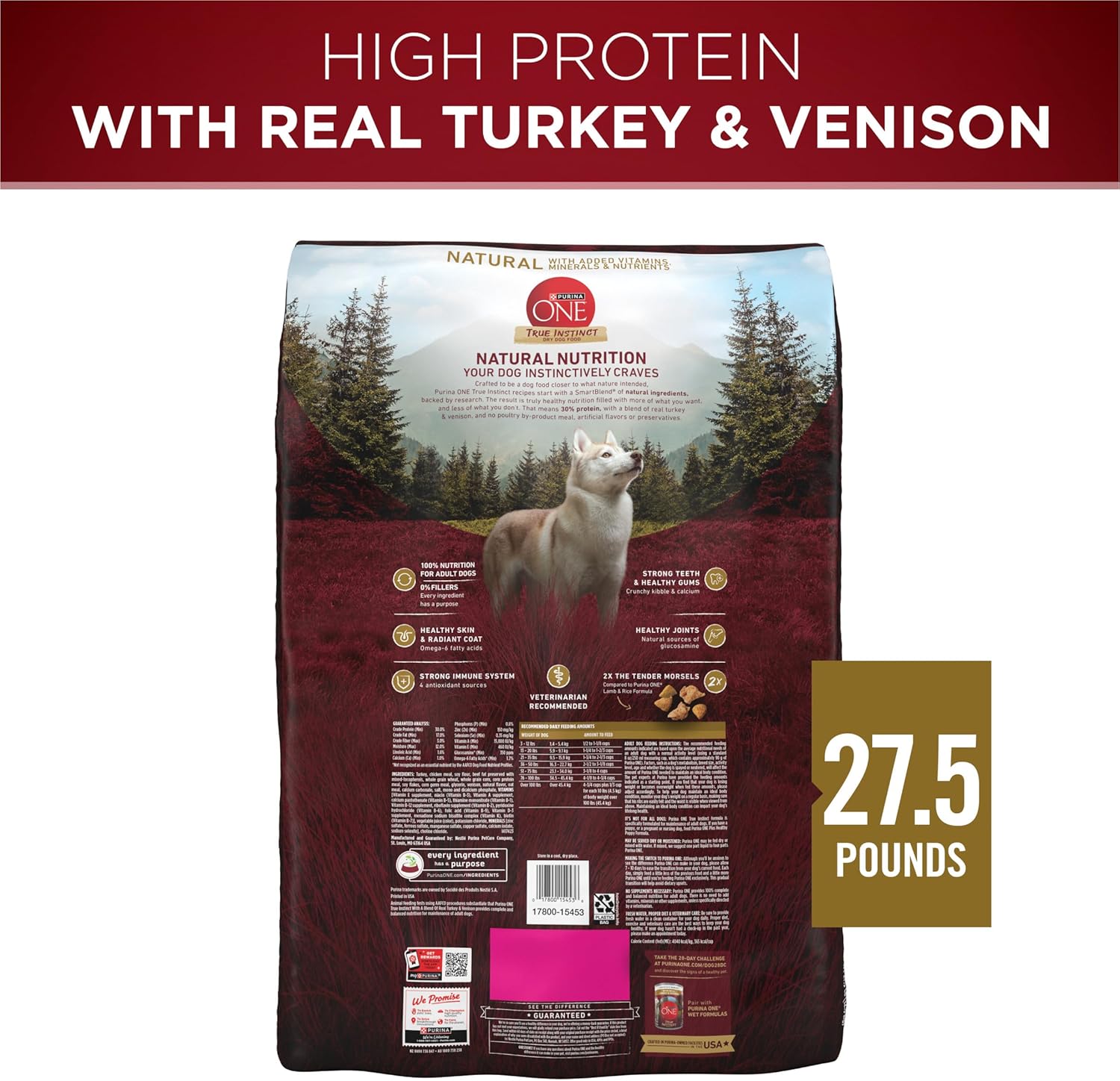 True Instinct with a Blend of Real Turkey and Venison Dry Dog Food - 27.5 Lb. Bag