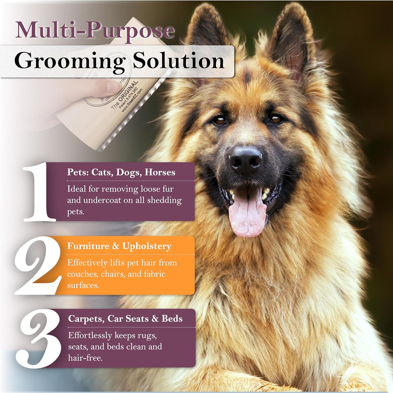 Effortlessly reduce shedding and keep your pet’s coat healthy with our deshedding dog brush.