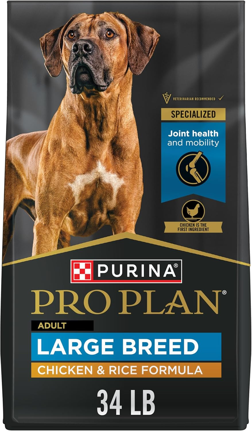 High Protein, Digestive Health Large Breed Dog Food Dry, Chicken and Rice Formula - 34 Lb. Bag